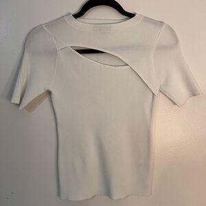 Saks Fifth Avenue Cream Cut-Out Short Sleeve Top
